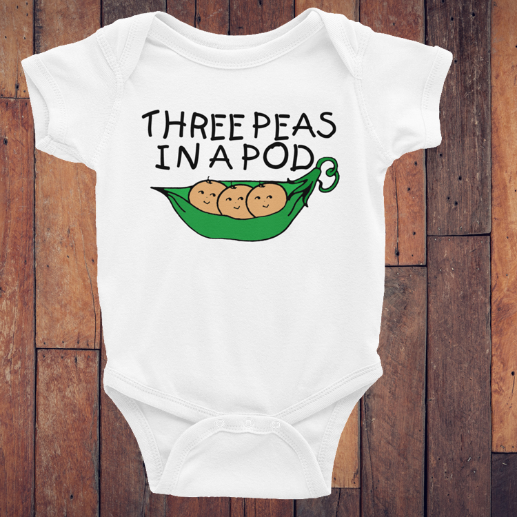 Three Peas in a Pod Triplets Onesie Scrappin' Twins